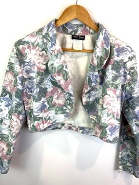 Vintage Jerry Leigh Floral denim Cropped Jacket - Pastel Multi size L